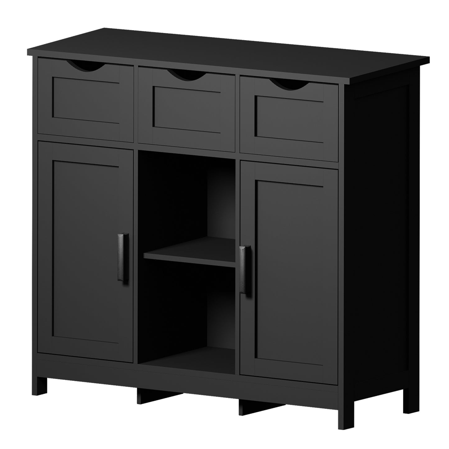 Storage Cabinet With Drawers And Shelves - Black