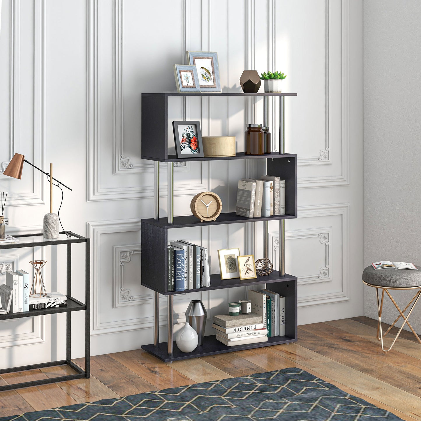 5-Tier Bookcase Storage Shelf- Black