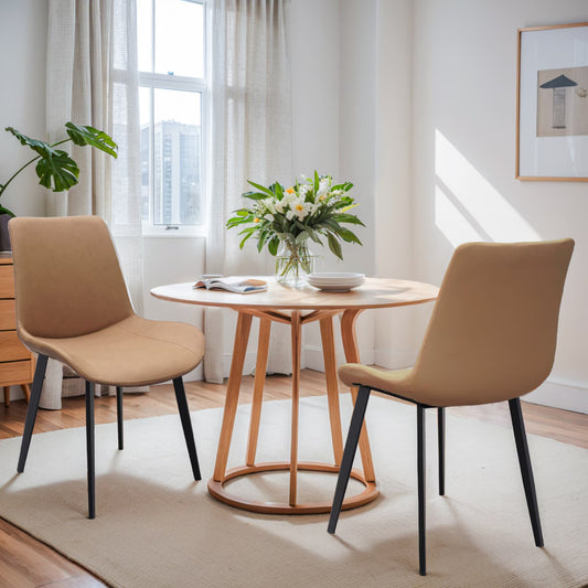 Modern Light Brown Dining Chairs with Metal Legs (Set of 4)