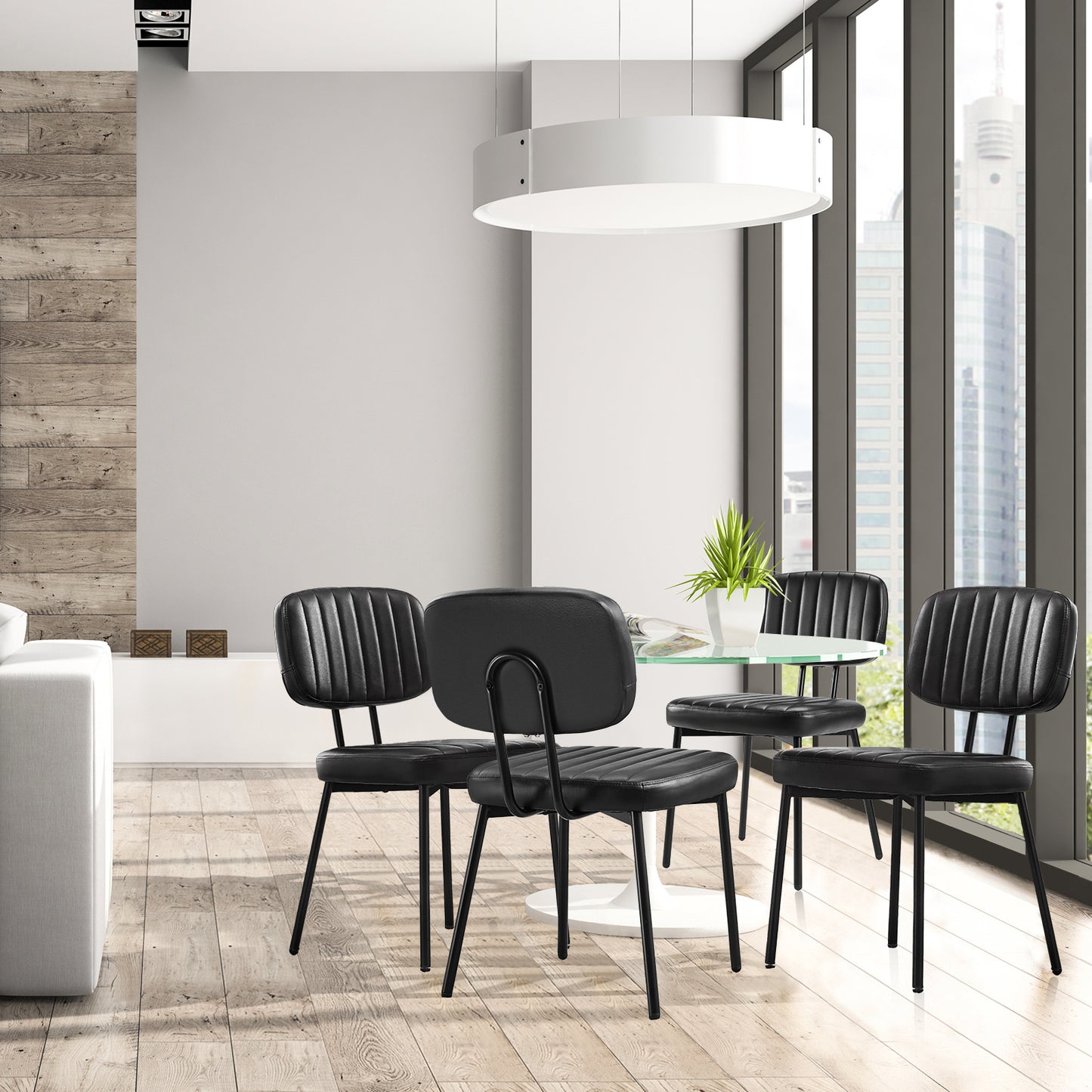 Dining Chair With Artificial Leather Cushion (Set of 2)