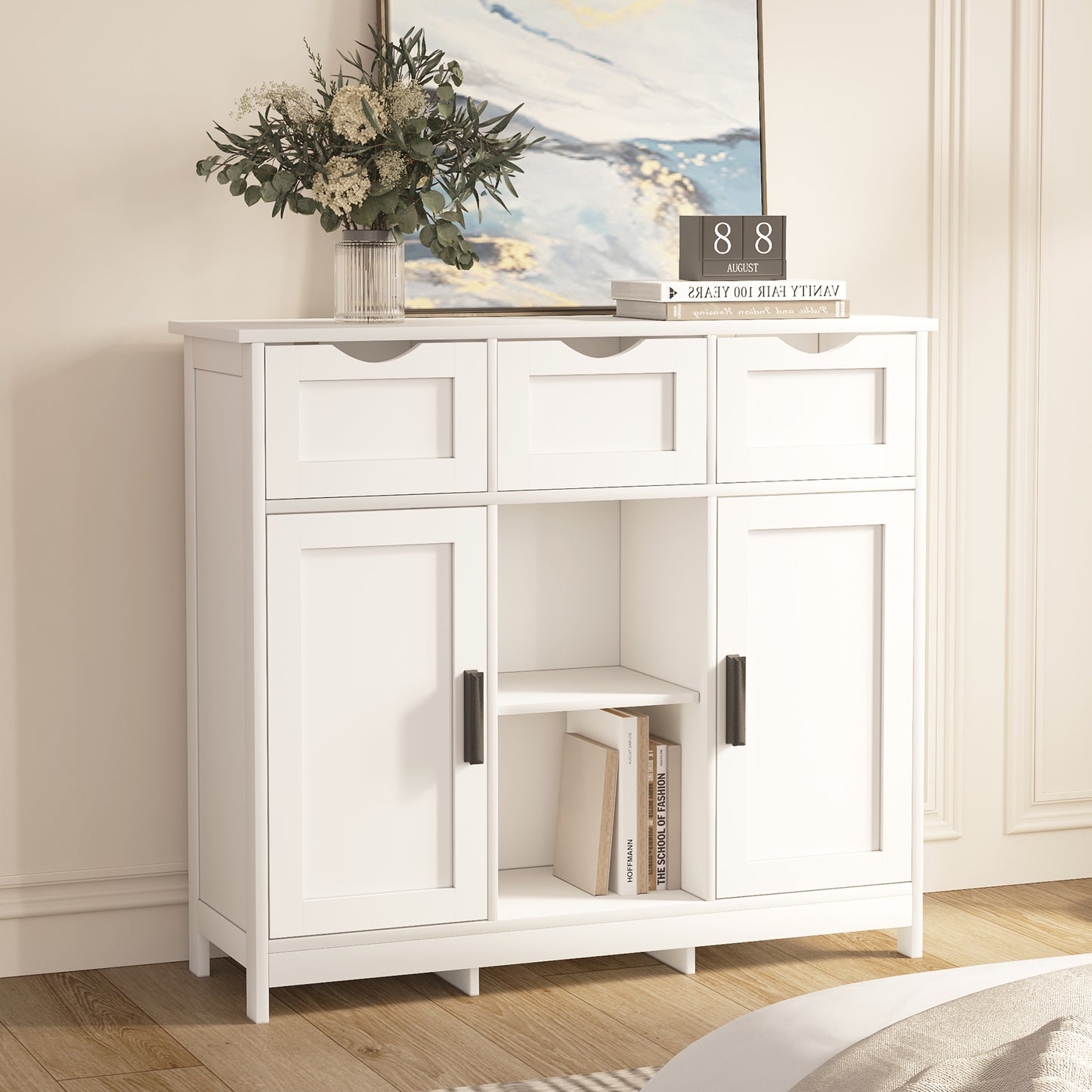 Modern Cabinets With Drawers And Shelves - White