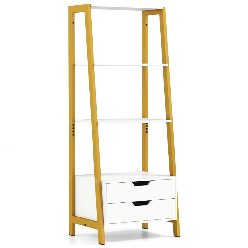 4-Tier Ladder Shelf With 2 Drawers