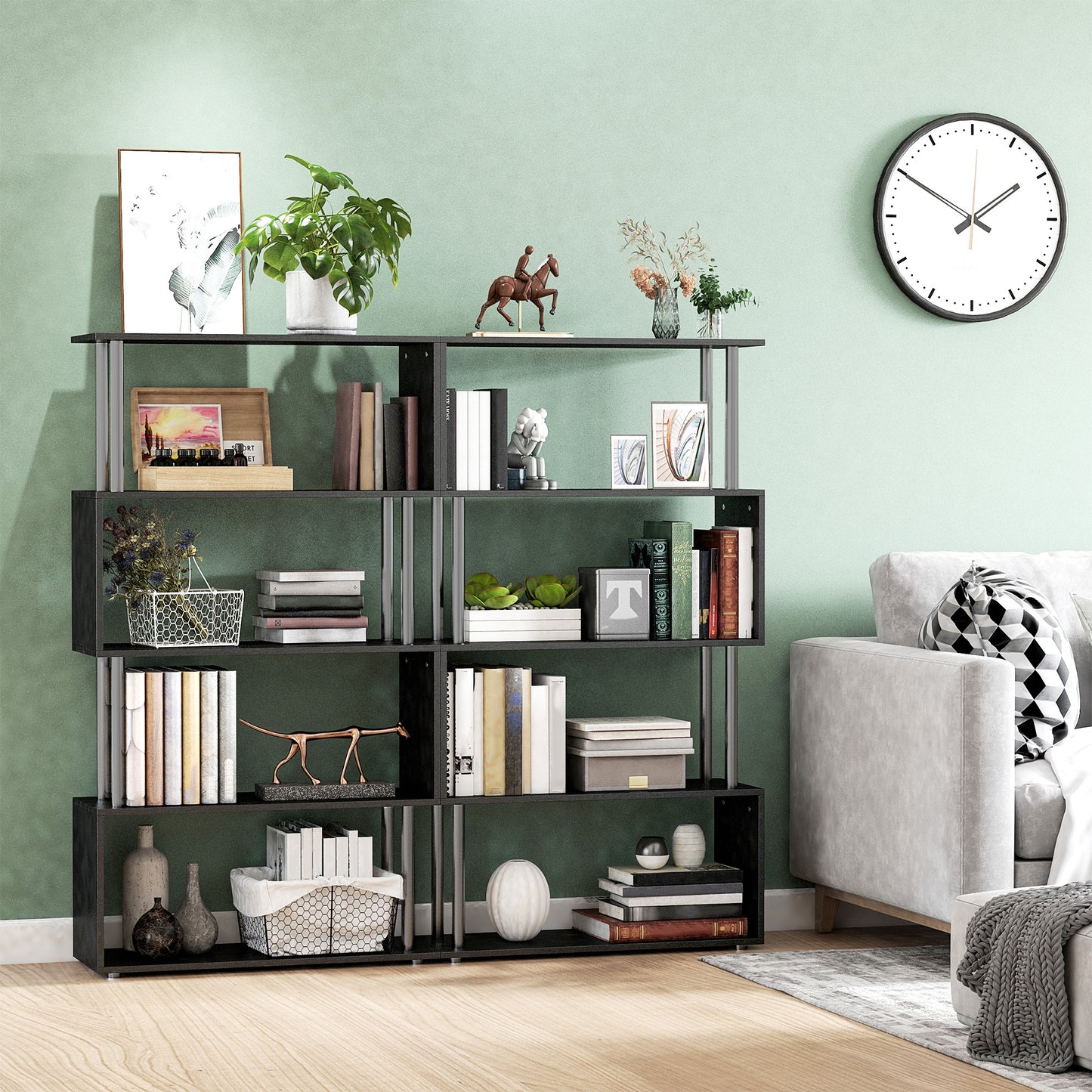5-Tier Bookcase Storage Shelf- Black