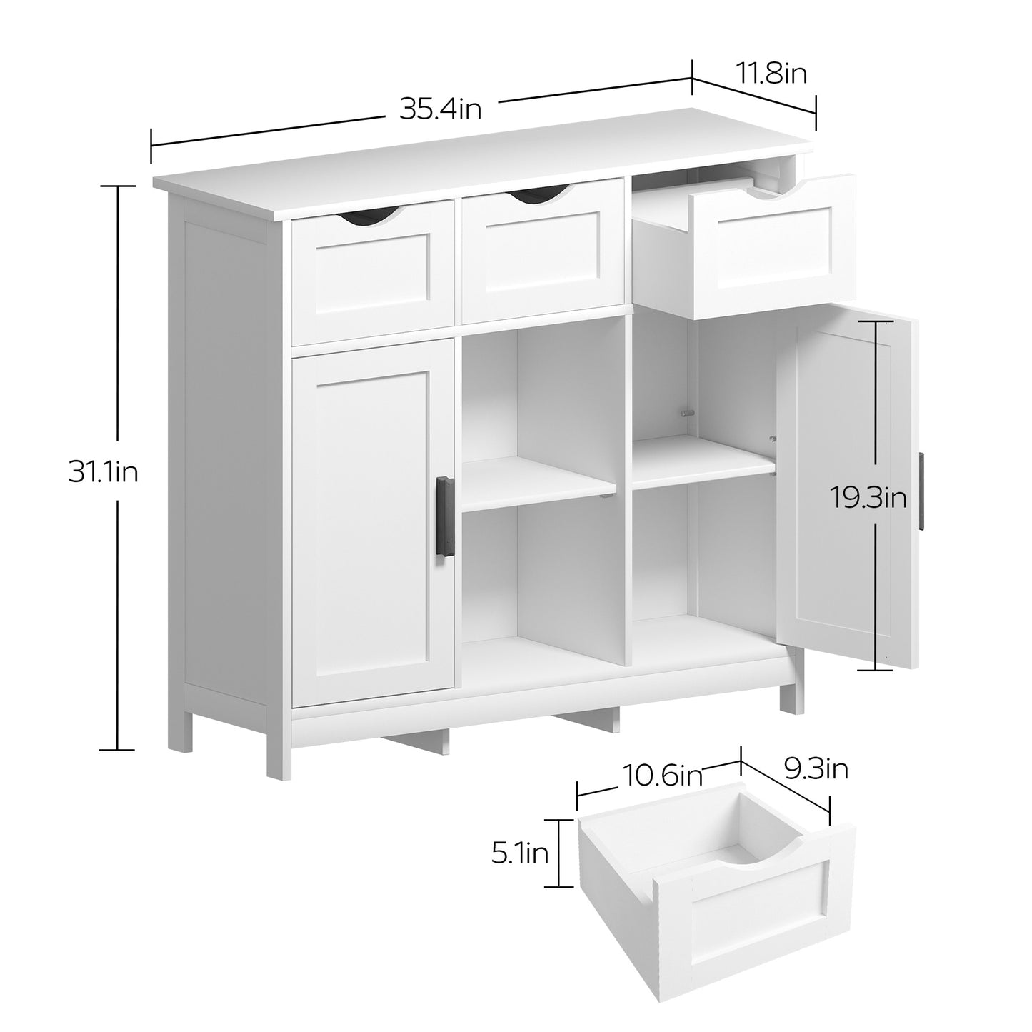 Modern Cabinets With Drawers And Shelves - White