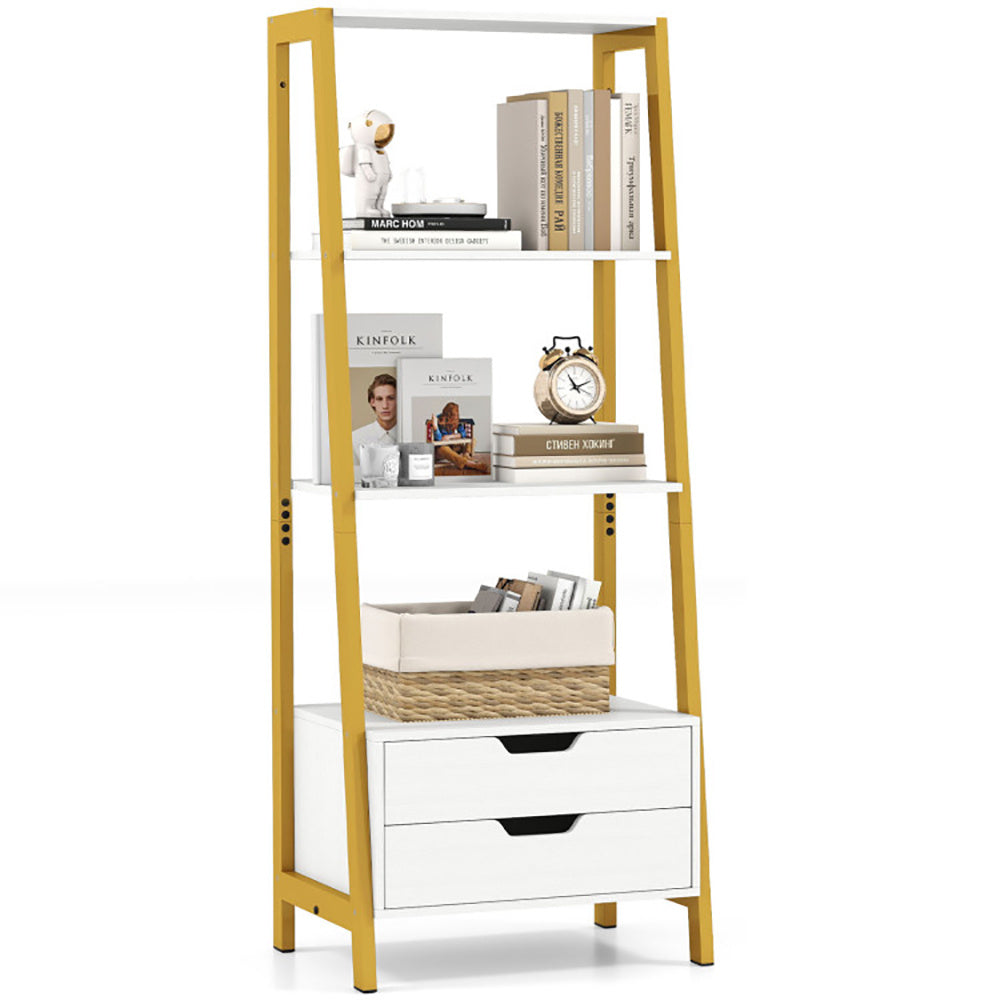 4-Tier Ladder Shelf With 2 Drawers