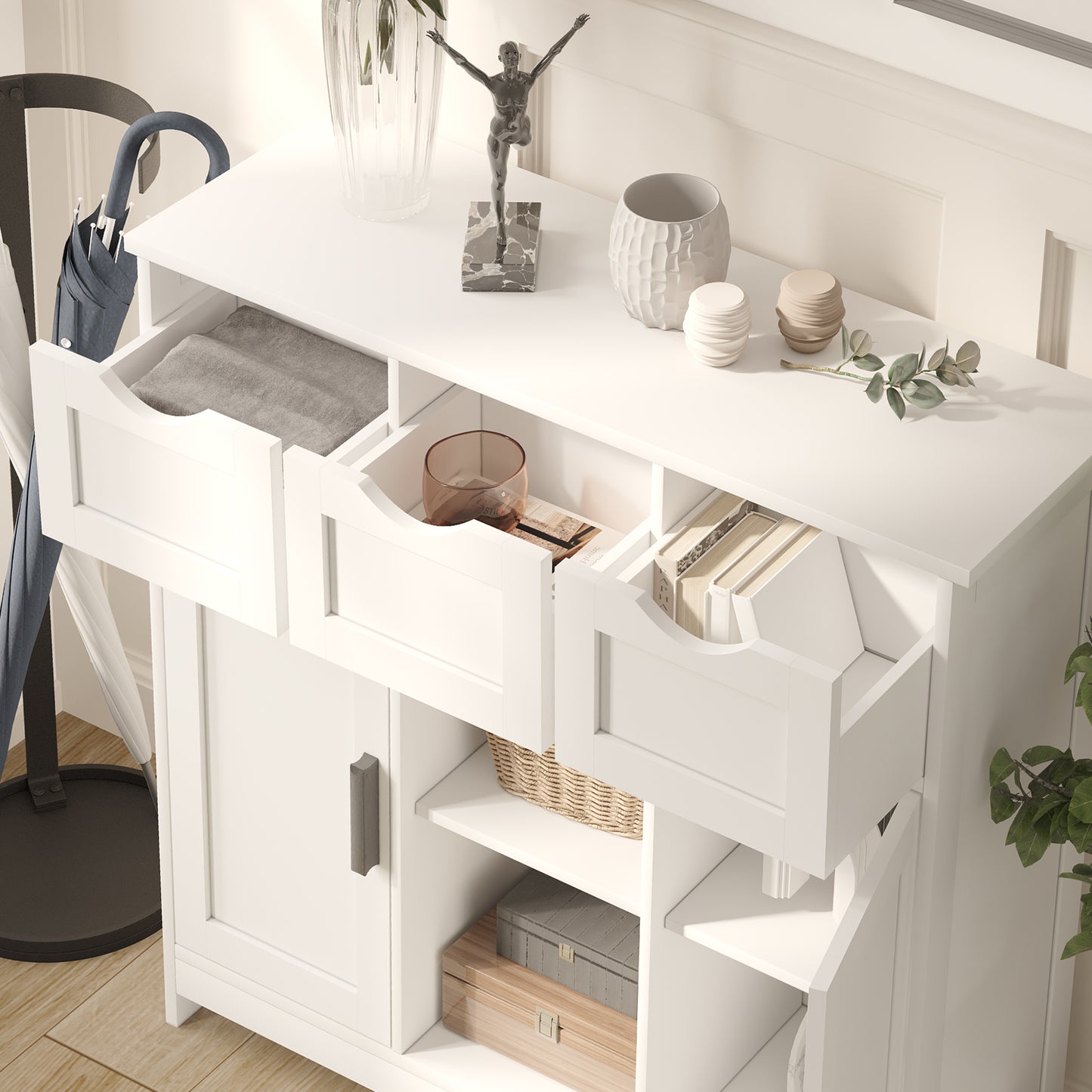 Modern Cabinets With Drawers And Shelves - White